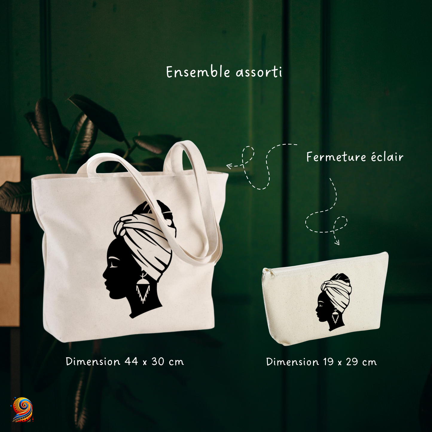 Sac shopping "Silhouette femme afro au foulard" - Twende Art
