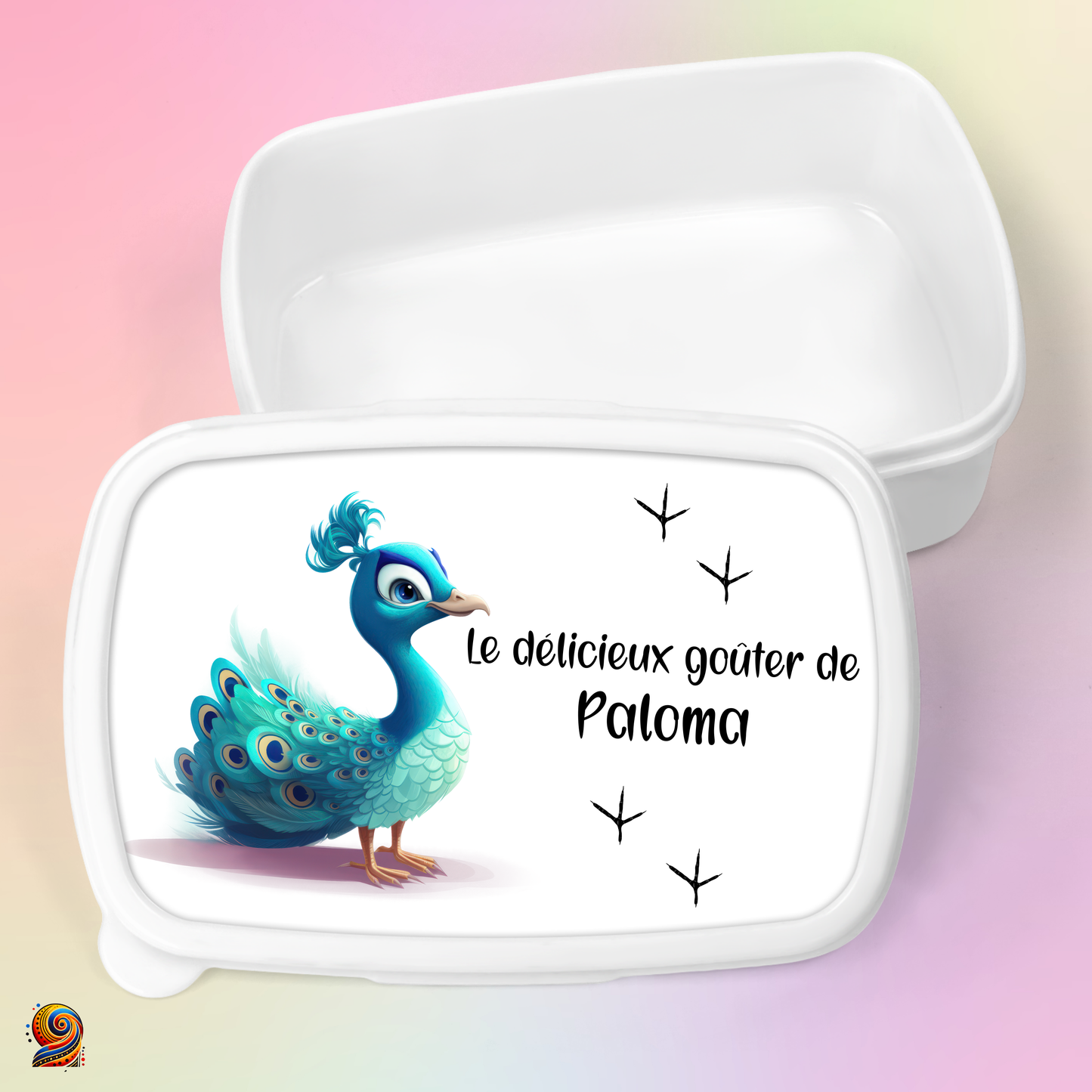 Boîte à gouter "Empreintes de Paon"