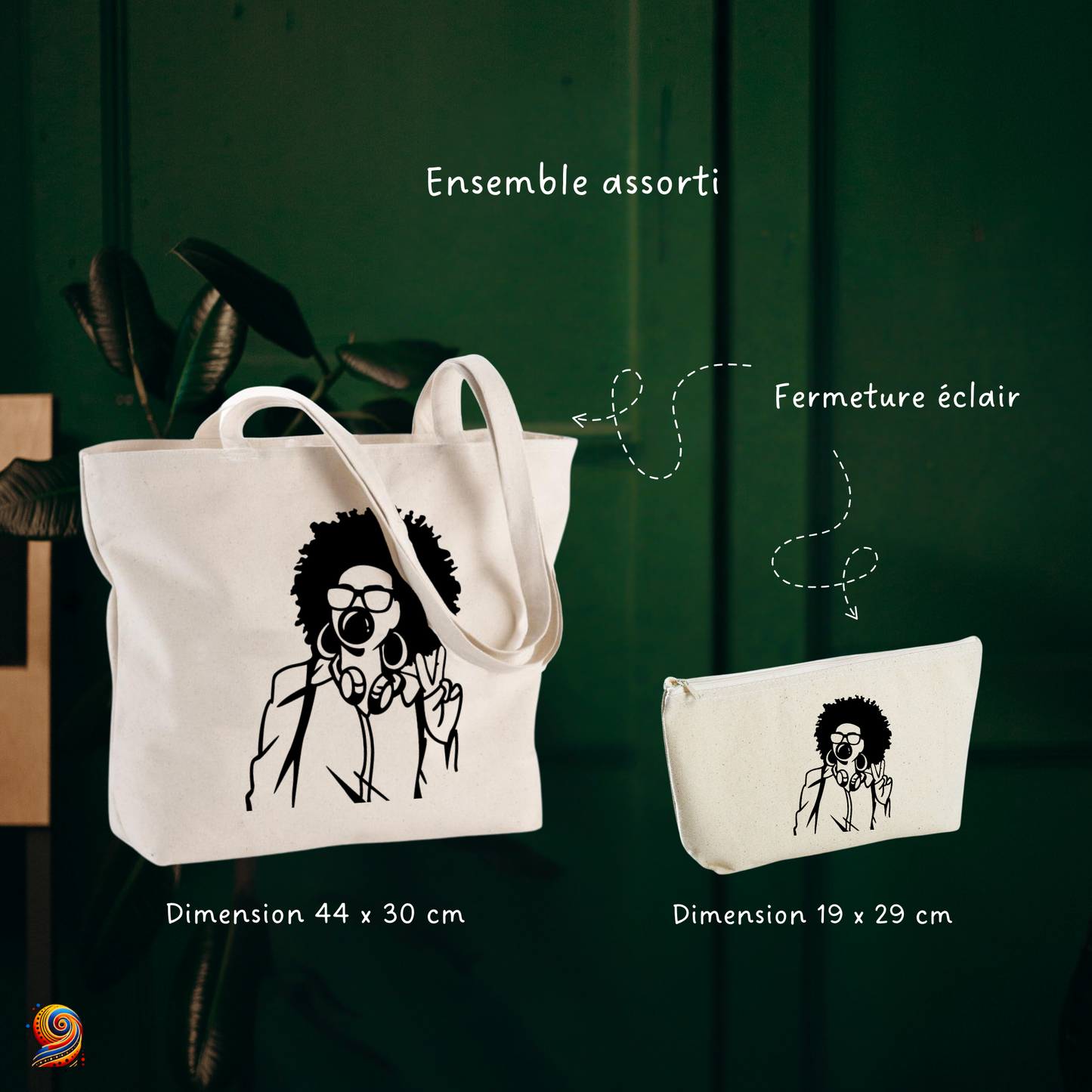 Afro woman silhouette shopping bag