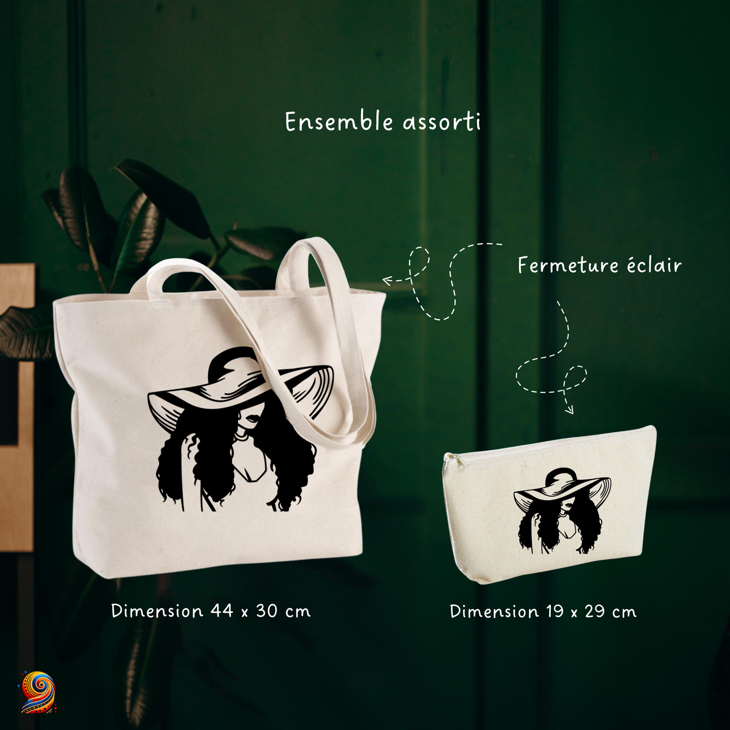 Shopping bag silhouette afro woman with hat