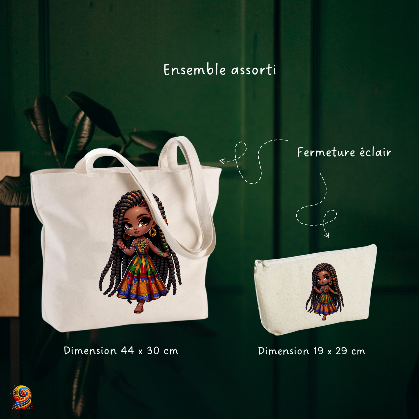 Afro Girl Shopping Bag in Kwanzaa Dress