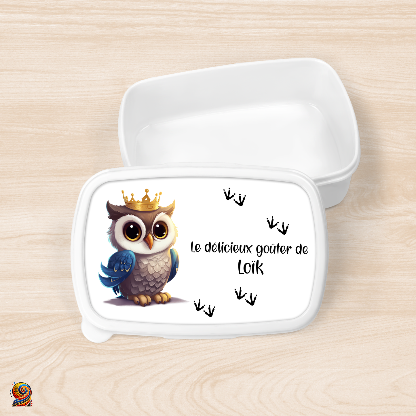 Boîte à gouter "Empreintes de Maman Hibou"