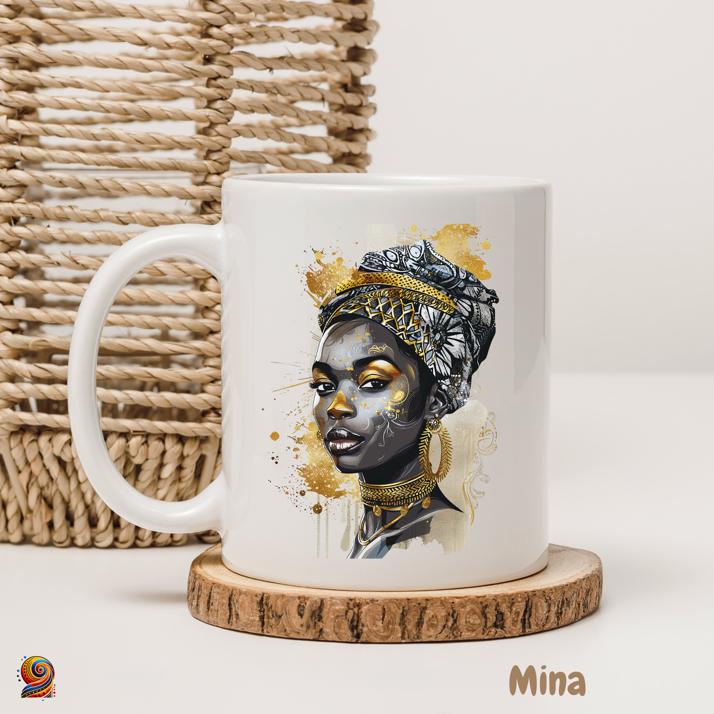 Afro woman's mug Pure gold "Mina"