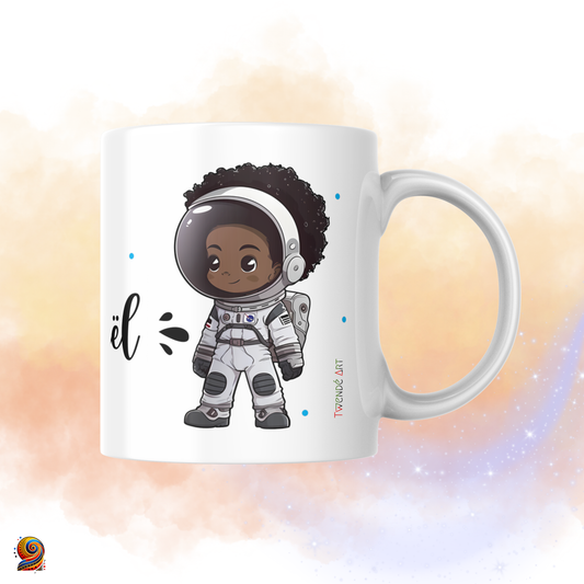 Mug personnalisé afro Cosmonaute