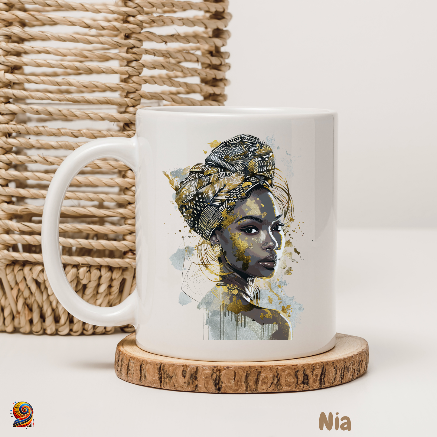 Afro woman's mug Pure gold "Mina"