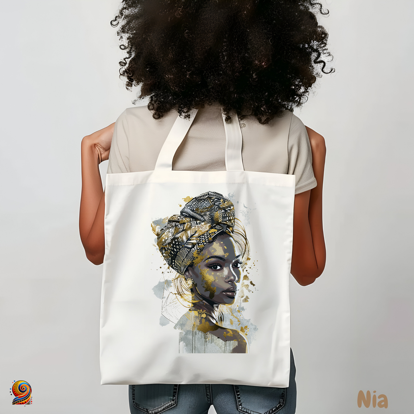 Tote Bag for women with afro scarf "Nia"