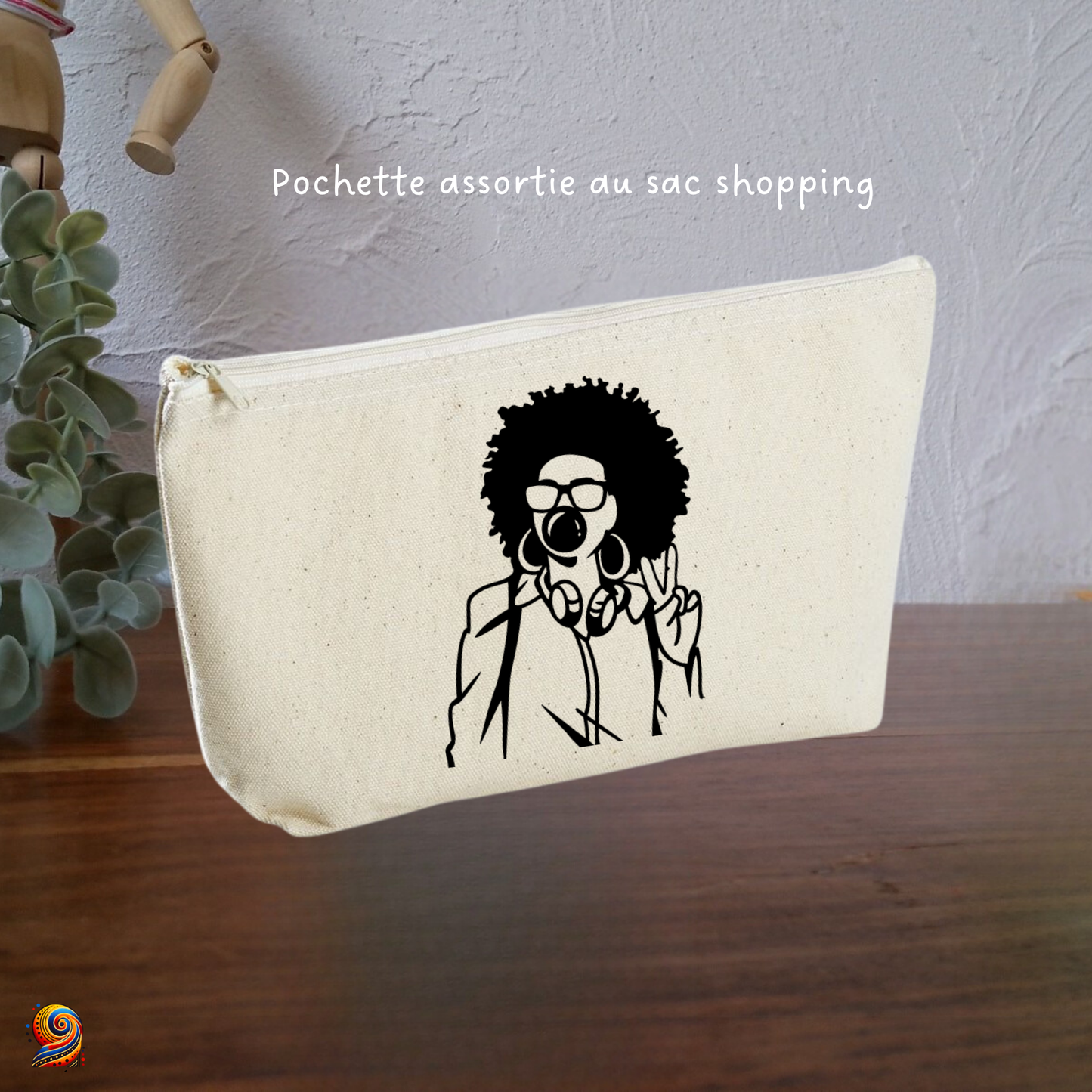 Afro woman silhouette shopping bag