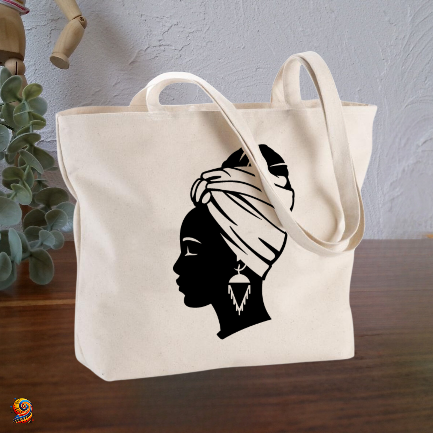 Shopping bag "Afro woman silhouette with scarf"