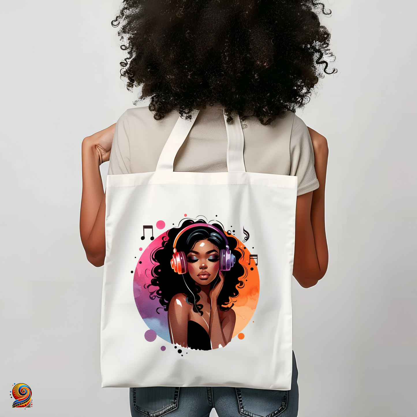 Afro shopping tote bag for festivals and music