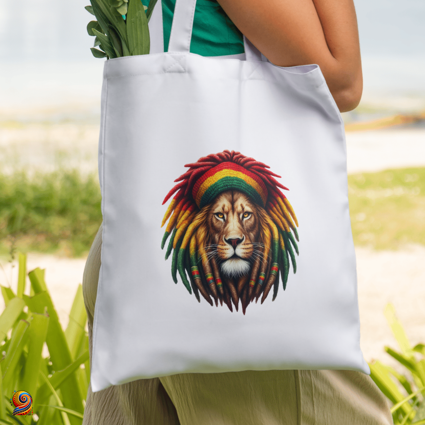 Afro shopping tote bag "Lion face"