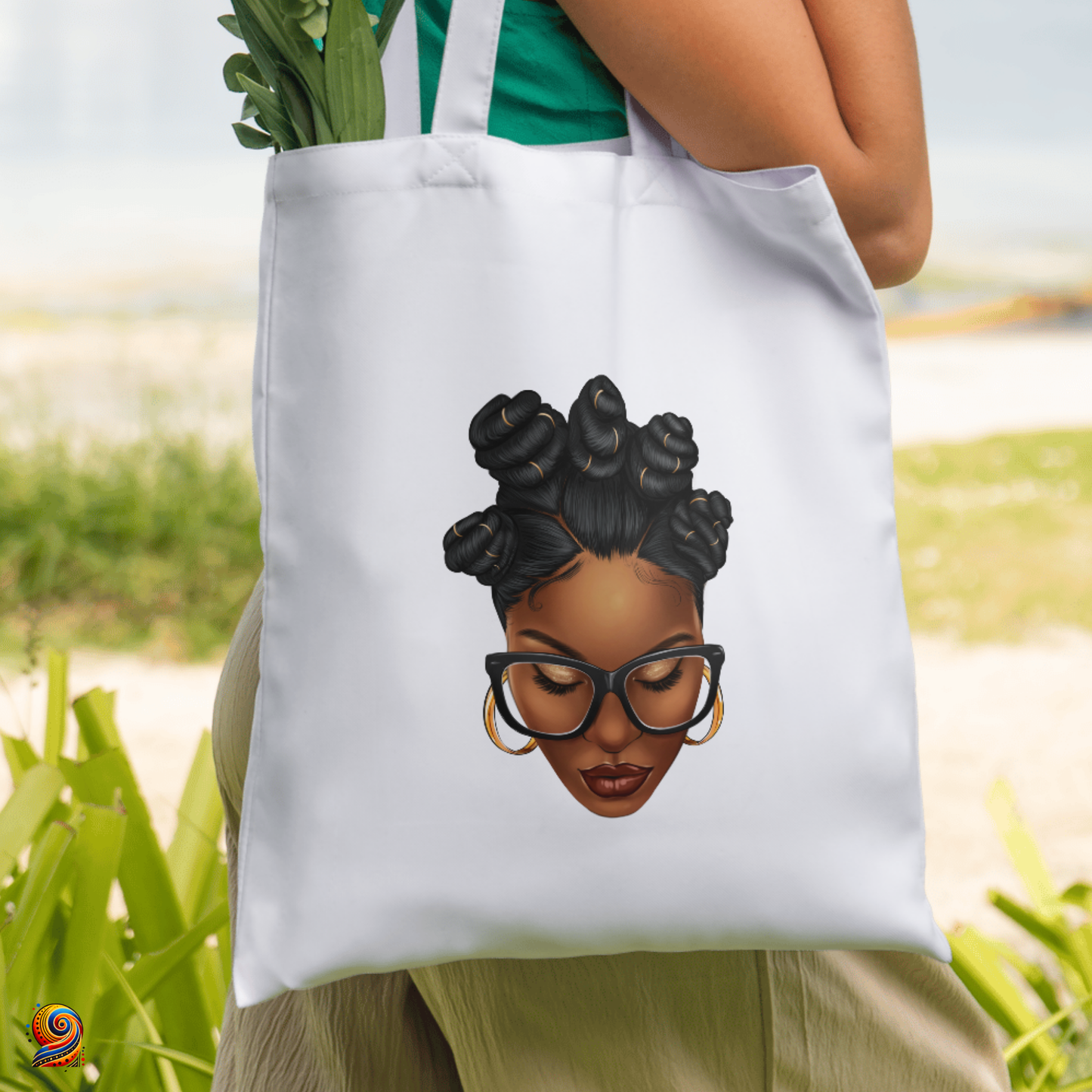 Afro shopping tote bag "Bantou Knots"