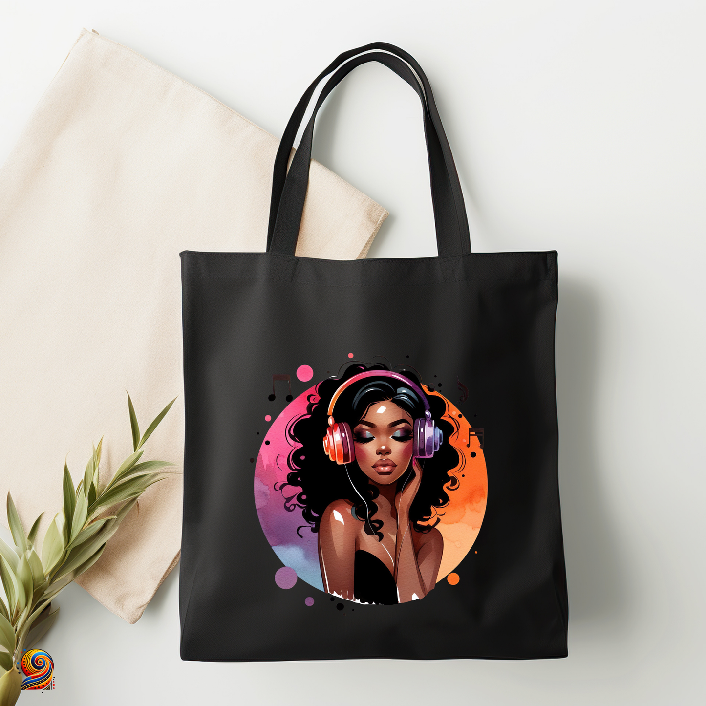 Afro shopping tote bag for festivals and music