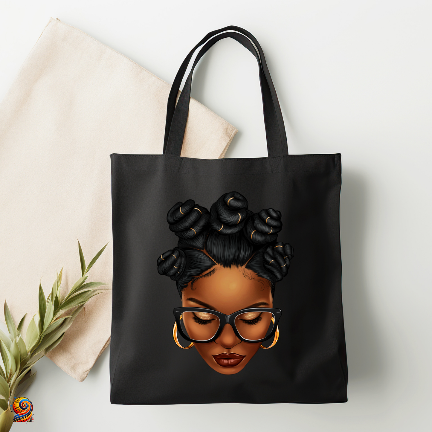 Afro shopping tote bag "Bantou Knots"