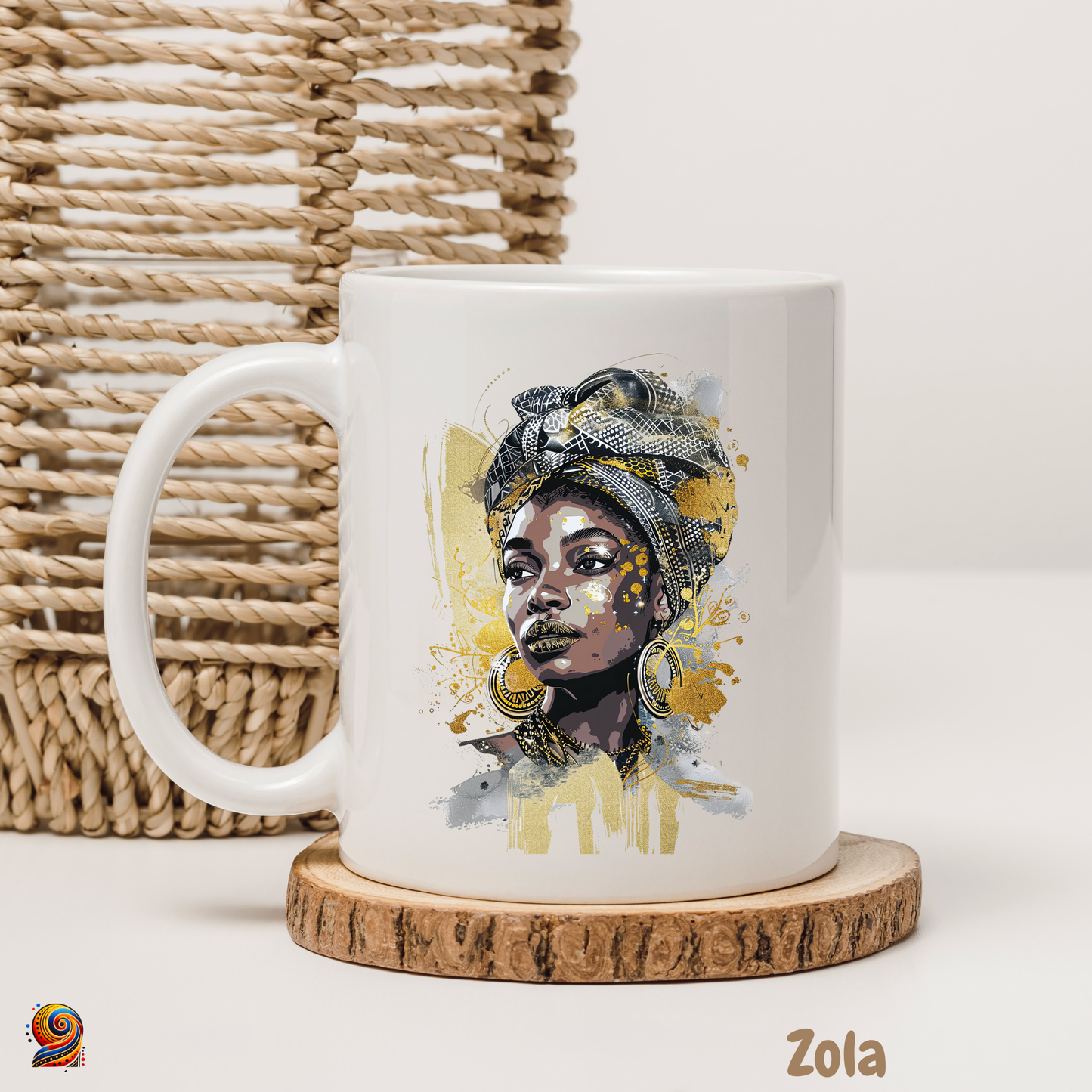 Afro woman's mug Pure gold "Mina"